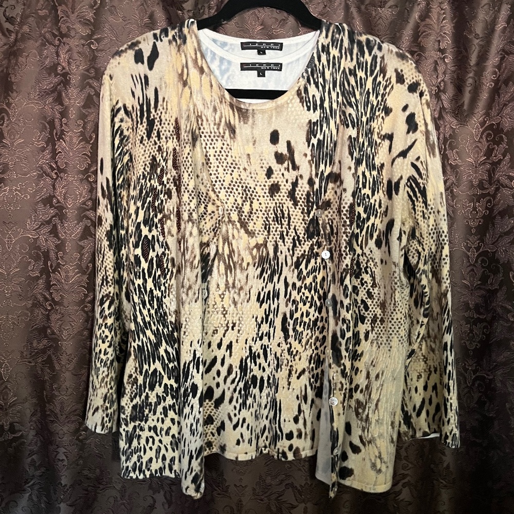 Pierri New York Twinset, Light Weight Sweater Cardi With Shell Like New Size "L"